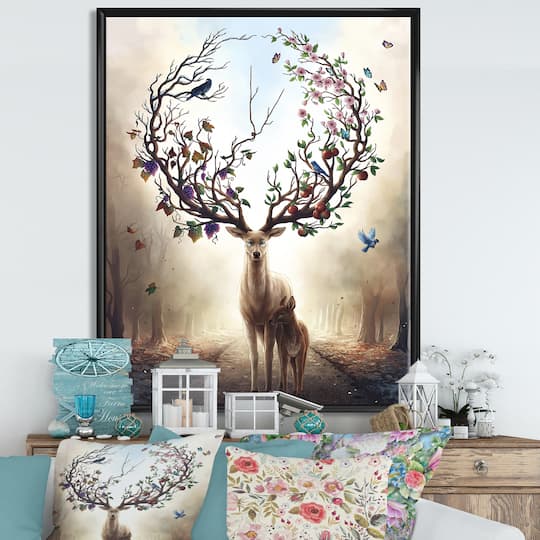 Designart - Deer With Blossoming Antlers